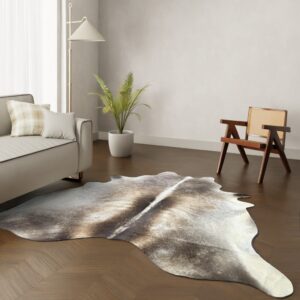 Kuhfell-Teppich dunkelbraun grau 250x210 cm. RIESIG