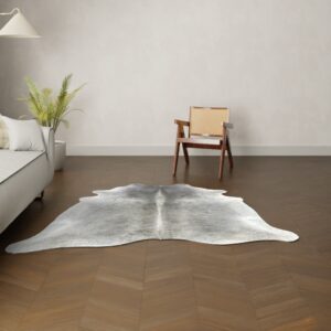 Kuhfell-Teppich dunkelgrau 200x190 cm.