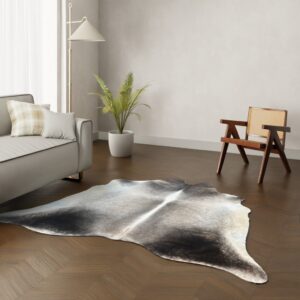 Kuhfell-Teppich grau schwarz 220x210 cm.