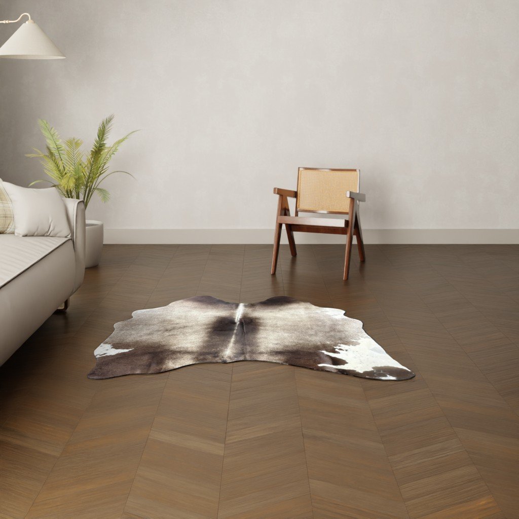 Mini-Kuhfell taupe braun 150x150 cm.