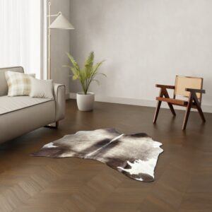 Mini-Kuhfell taupe braun 150x150 cm.