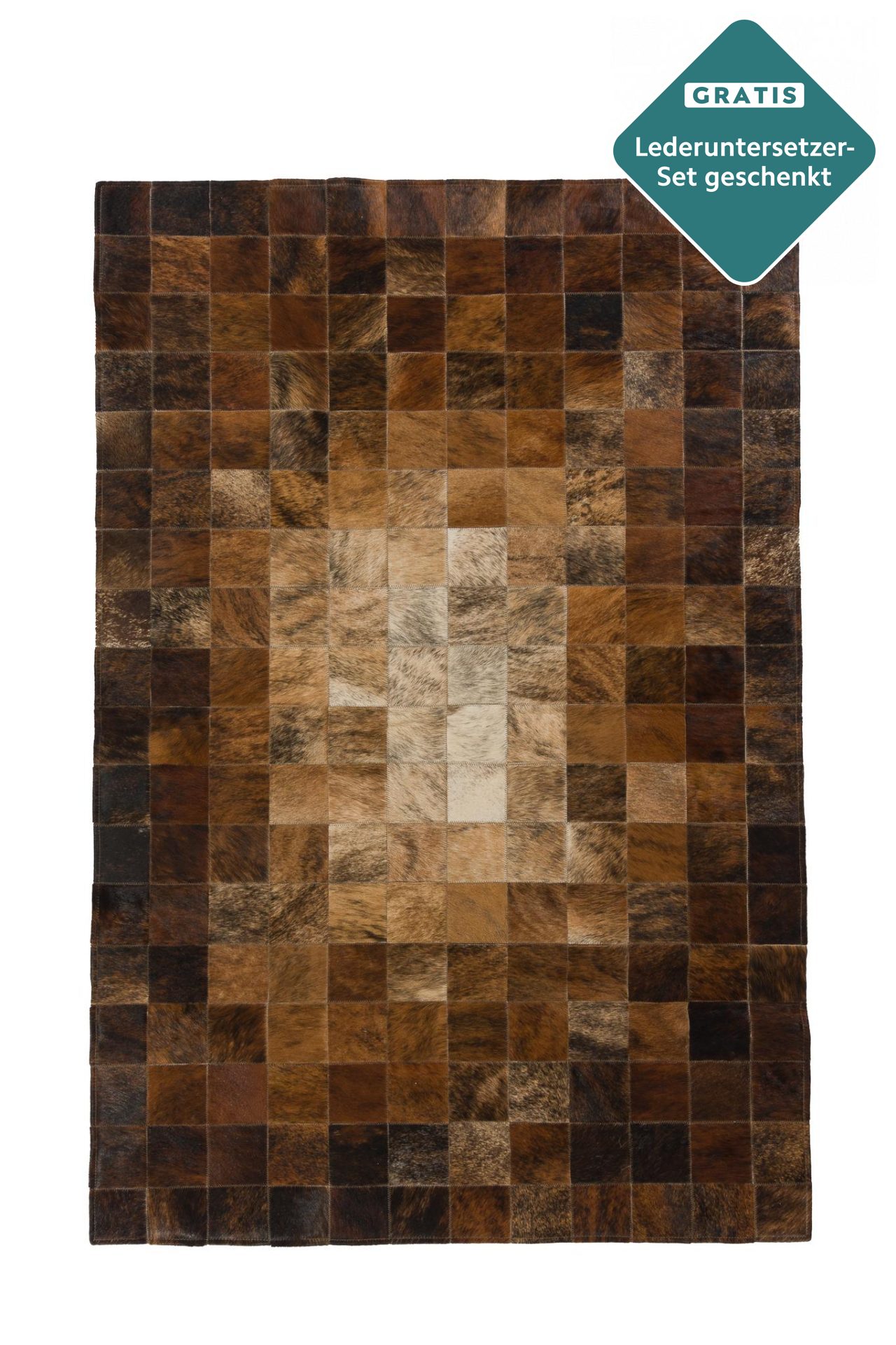Patchwork Kuhfell Teppich natürlich 180x120 cm