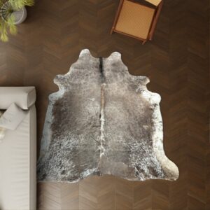 Kuhfell-Teppich taupe weiß 240x220 cm. XL-EXTRA