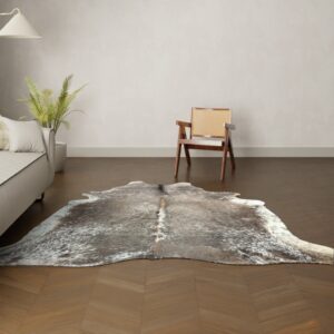 Kuhfell-Teppich taupe weiß 240x220 cm. XL-EXTRA