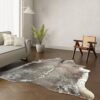 Kuhfell-Teppich taupe weiß 240x220 cm. XL-EXTRA