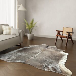 Kuhfell-Teppich taupe weiß 240x220 cm. XL-EXTRA