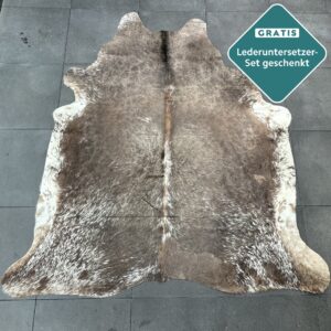 Kuhfell-Teppich taupe weiß 240x220 cm. XL-EXTRA