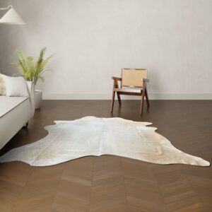 Kuhfell-Teppich Creme weiß 220x200 cm.