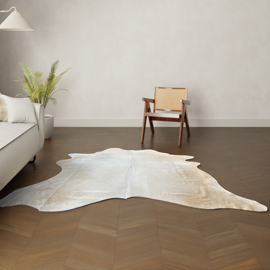 Kuhfell-Teppich Creme weiß 220x200 cm.