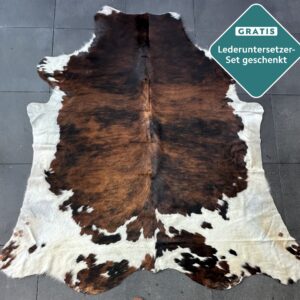 Kuhfell Teppich Tricolor Detailansicht natürliche Zeichnung