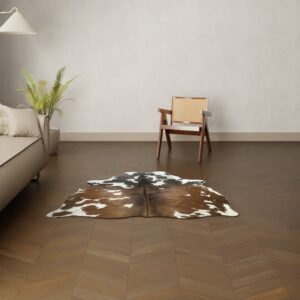 Mini-Kuhfell braun-weiß gefleckt 150x140 cm.