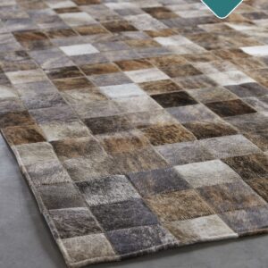 Designer Patchwork Rinderfell exotisch licht Detailansicht