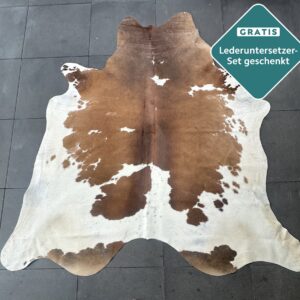 Kuhfell Teppich braun-weiss gefleckt Detailansicht natürliche Zeichnung