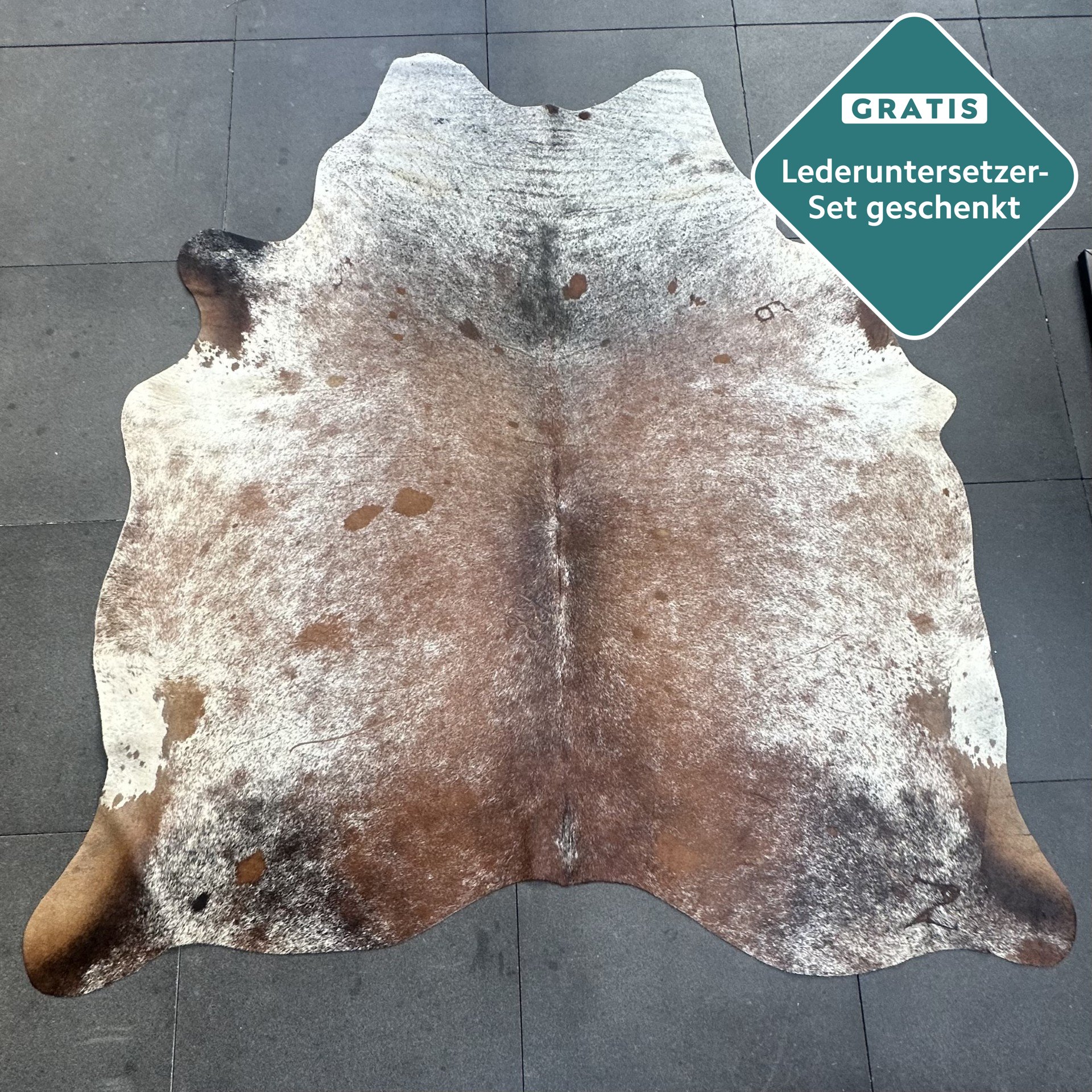 Kuhfell-Teppich Salt and Pepper 200x180 cm.