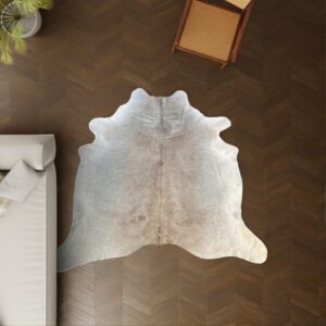 Kuhfell-Teppich Champagne grau 220x210 cm.
