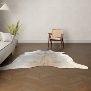 Kuhfell-Teppich Champagne grau 220x210 cm.