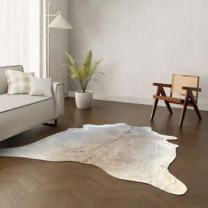 Kuhfell-Teppich Champagne grau 220x210 cm.