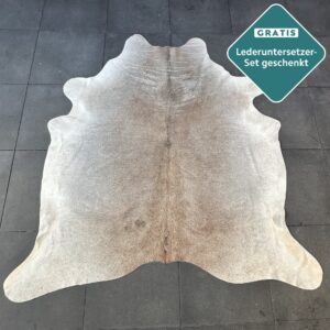 Kuhfell-Teppich Champagne grau 220x210 cm.