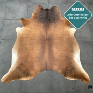 Kuhfell Teppich cognac dunkel Detailansicht natürliche Zeichnung