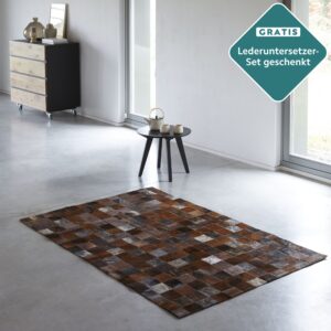 Patchwork Kuhfell Teppich exotisch dunkel 180x120 cm