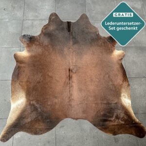 Kuhfell Teppich cognac dunkel Detailansicht natürliche Zeichnung