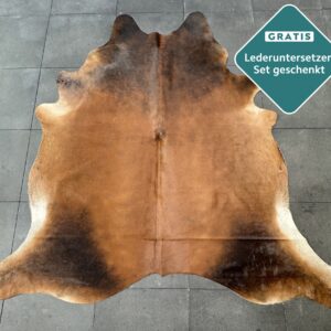 Kuhfell Teppich warmbraun Detailansicht natürliche Zeichnung