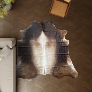 Kuhfell-Teppich dunkelbraun taupe 240x220 cm. XL-EXTRA