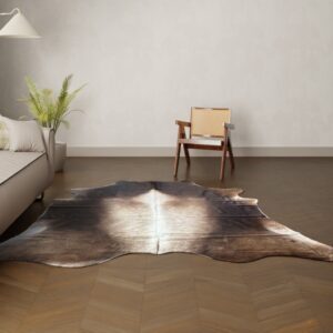 Kuhfell-Teppich dunkelbraun taupe 240x220 cm. XL-EXTRA