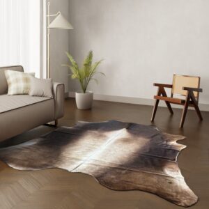 Kuhfell-Teppich dunkelbraun taupe 240x220 cm. XL-EXTRA