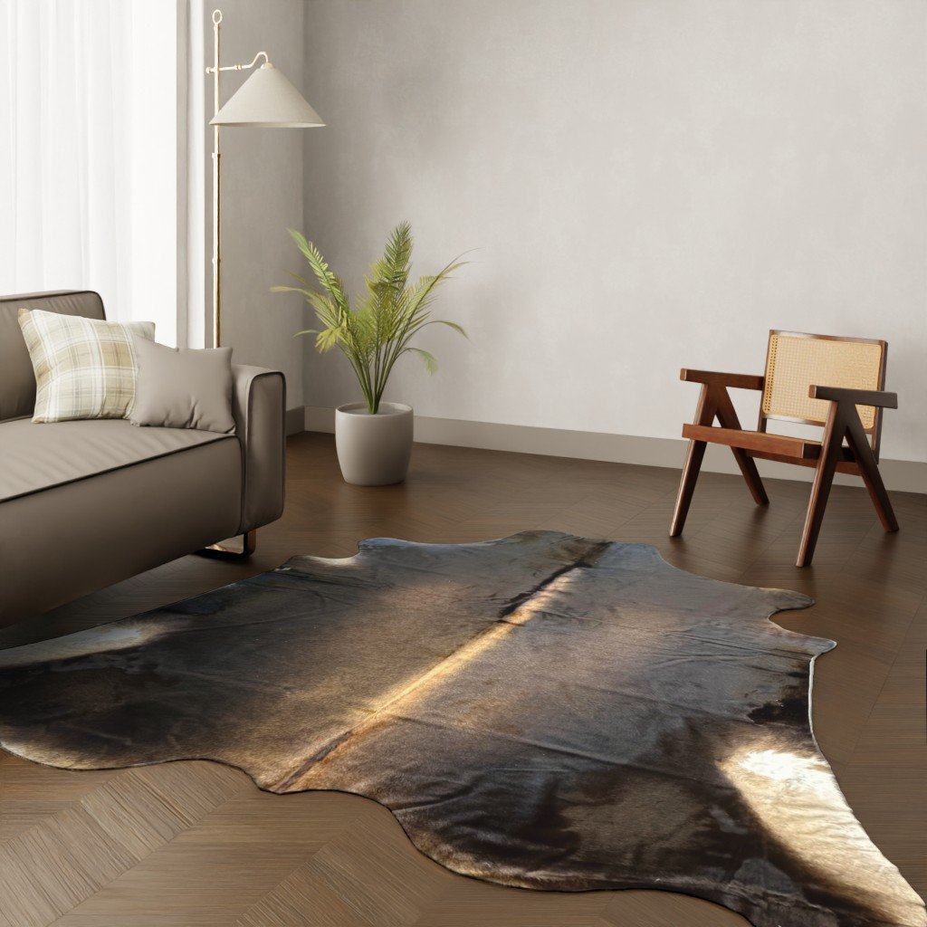 Kuhfell-Teppich dunkelbraun 260x240 cm. KOLOSSAL