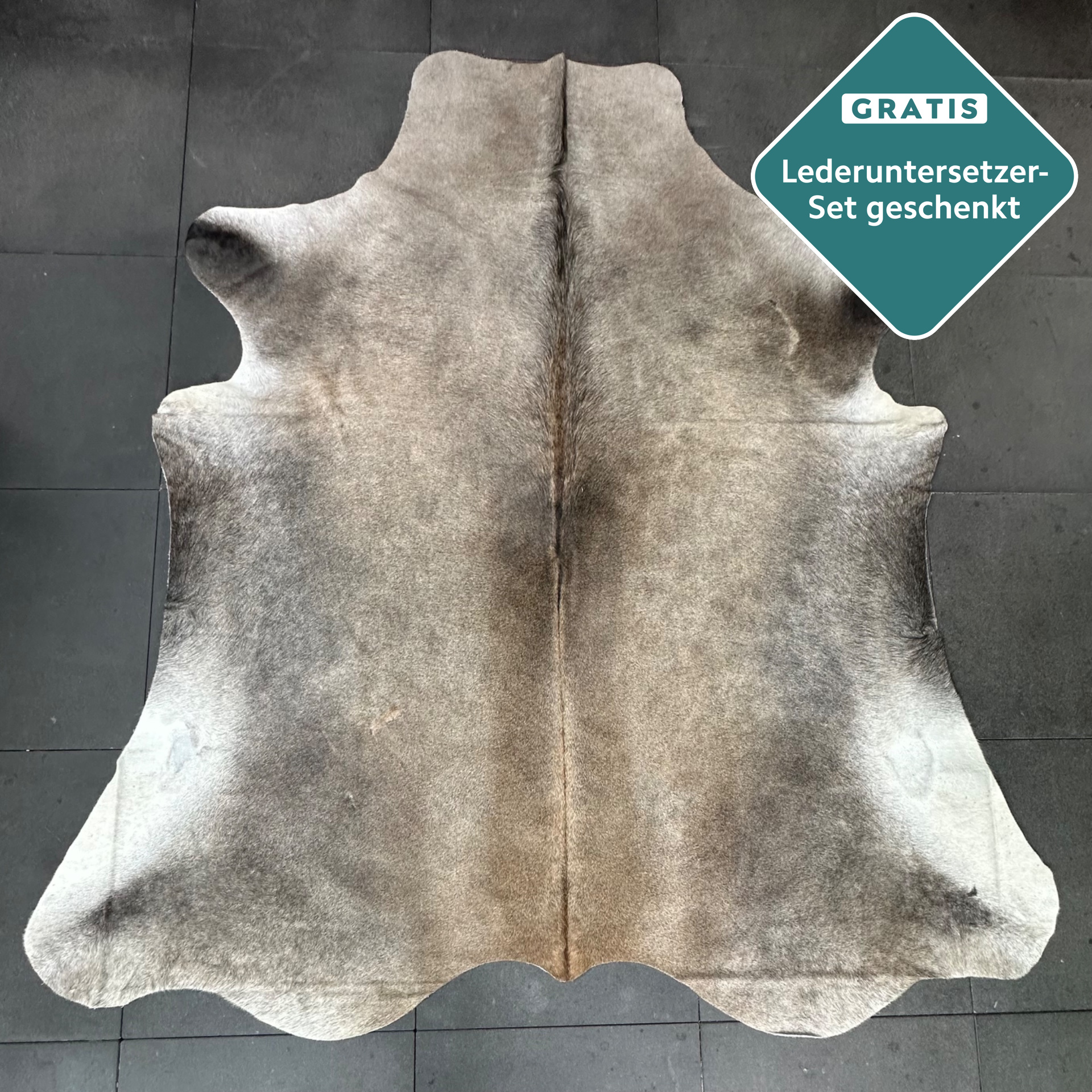 extra großes Kuhfell taupe grau Boden