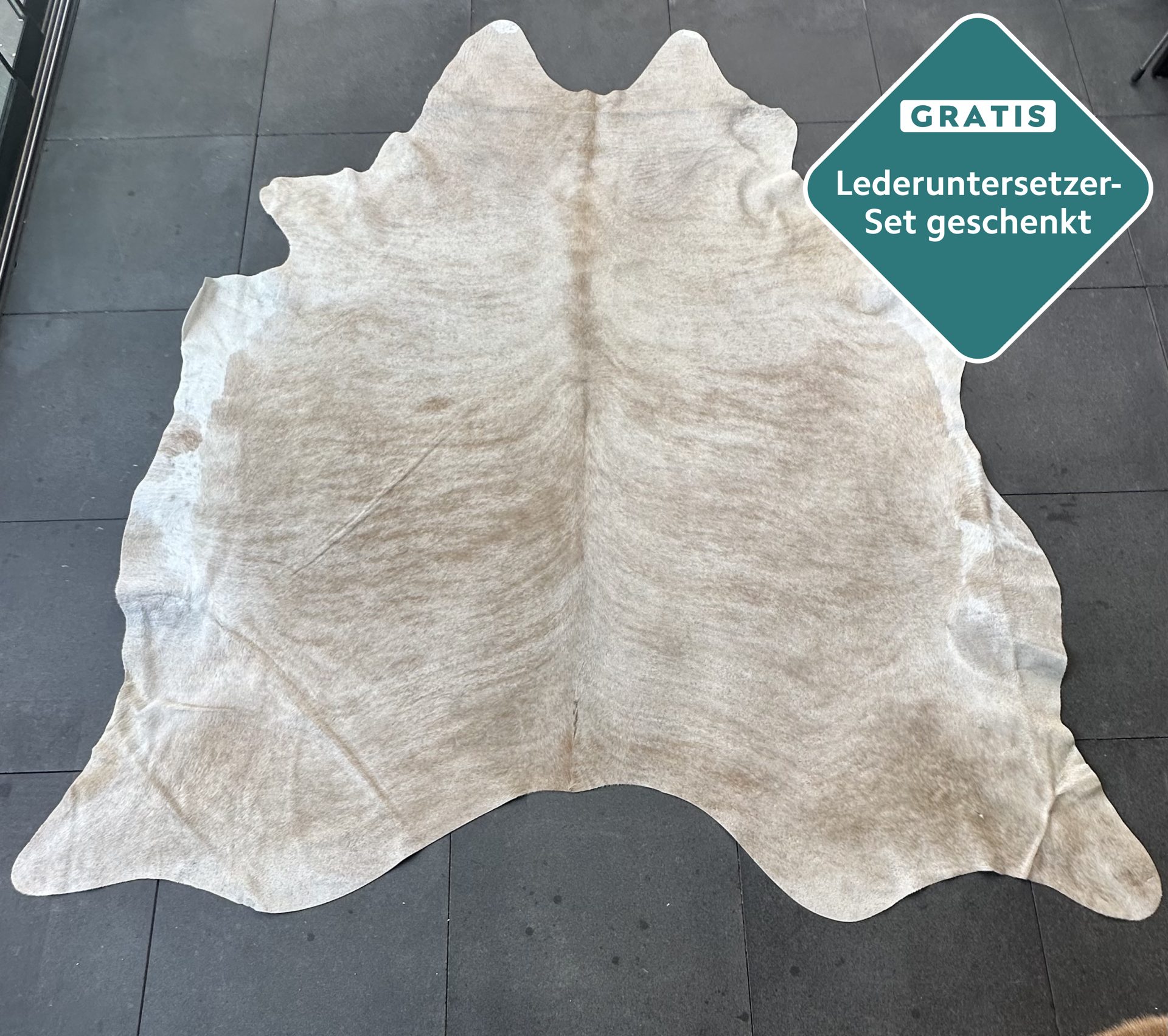 Kuhfell Teppich sandfarben Detailansicht natürliche Zeichnung