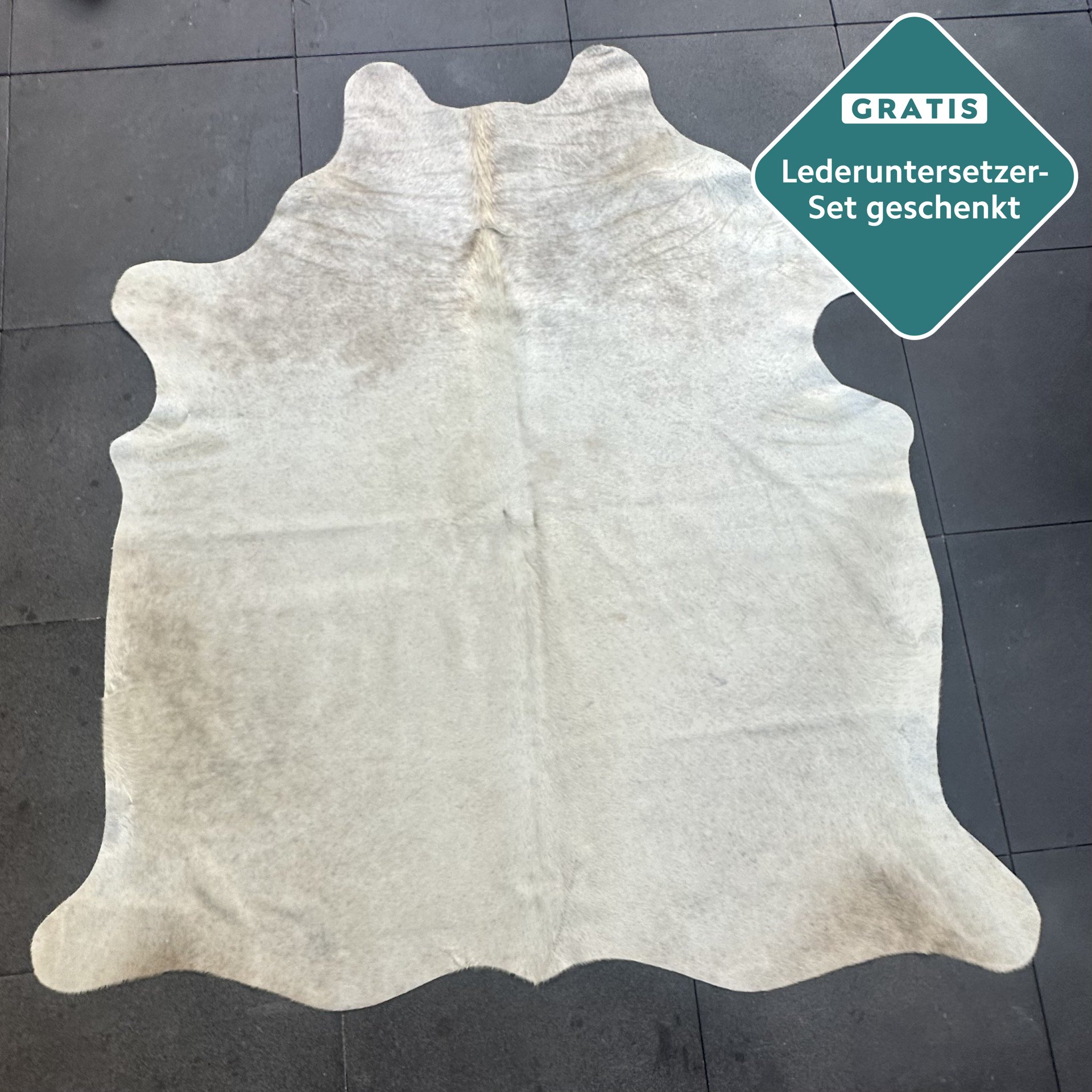 Kuhfell-Teppich Creme taupe 210×190 cm