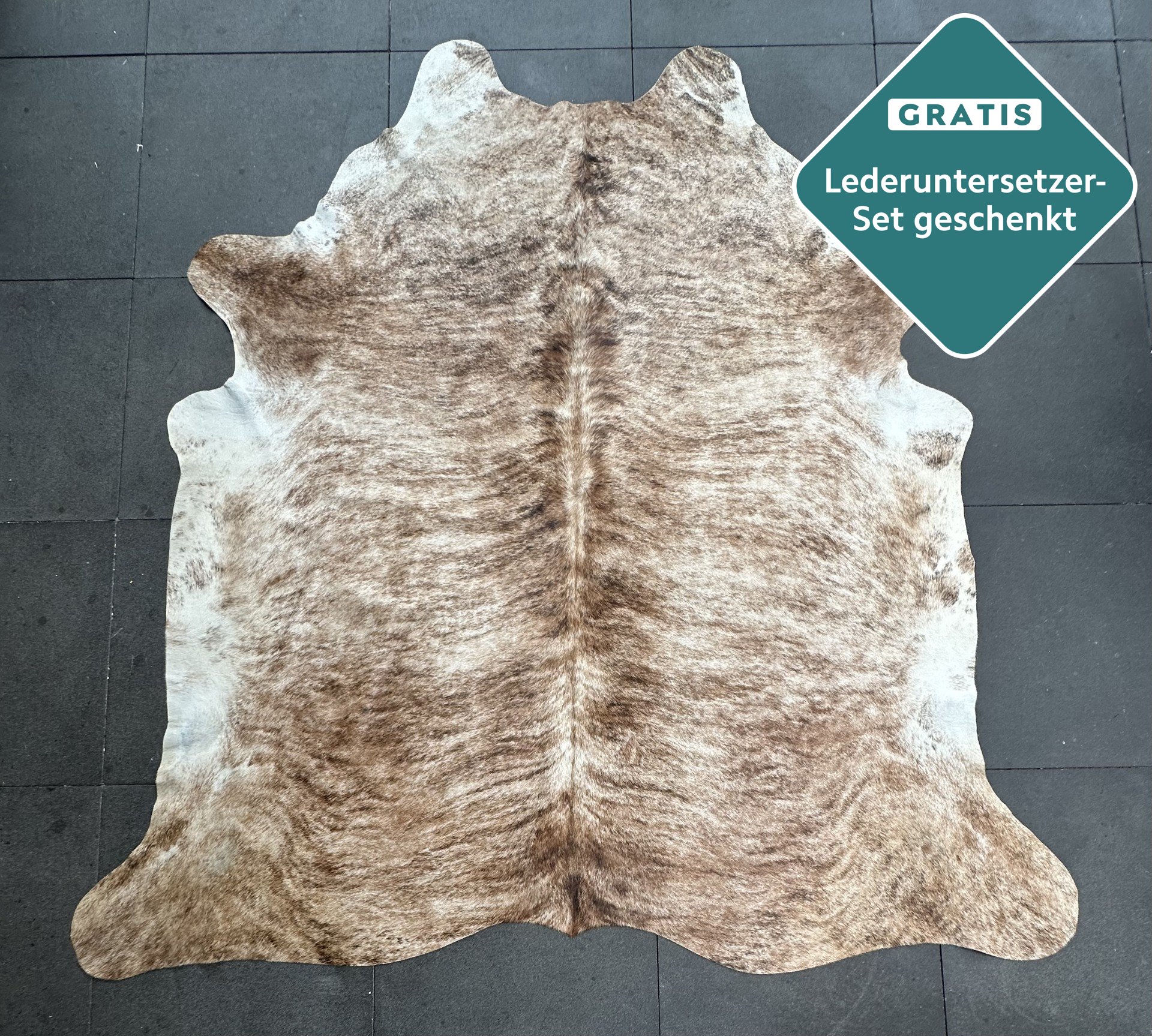 Kuhfell-Teppich brindle 230x210 cm.
