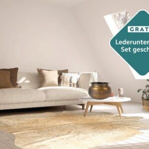 Echtes Rinderfell gefärbt gold Nahaufnahme Textur