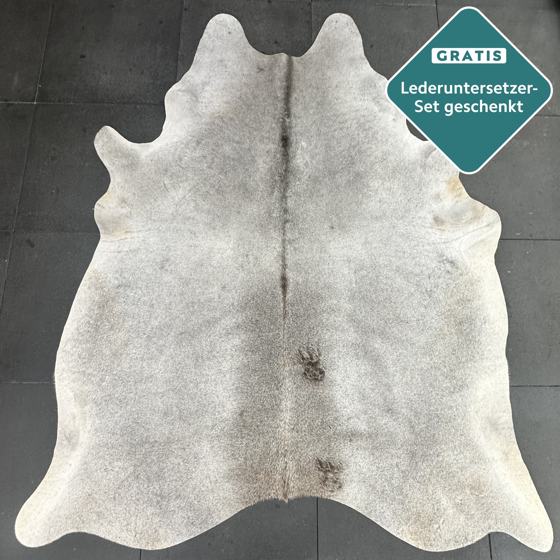 Kuhfell-Teppich grau 230x180 cm.