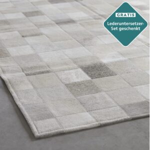 Handgenähter Patchwork Kuhfell Teppich 180x120 cm