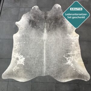 Kuhfell Teppich grau schwarz Detailansicht natürliche Zeichnung