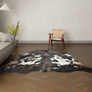 Kuhfell-Teppich braun-weiß 250x220 cm. XL-EXTRA