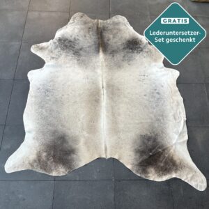 Kuhfell Teppich grau schwarz Detailansicht natürliche Zeichnung