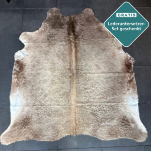 großes Kuhfell hellbraun taupe Teppich