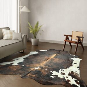 Kuhfell-Teppich dunkelbraun weiß 260x200 cm. KOLOSSAL