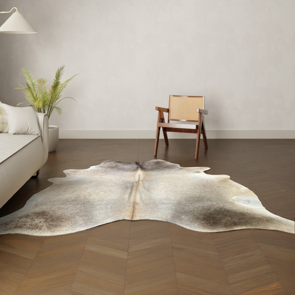 Kuhfell-Teppich taupe 250x220 cm. RIESIG