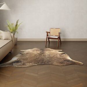 Kuhfell-Teppich kastanienbraun 220x210 cm. LANGHAAR