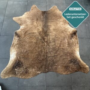 Kuhfell-Teppich kastanienbraun 220x210 cm. LANGHAAR
