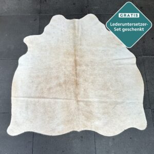 Kleines Kuhfell Teppich beige Detailansicht