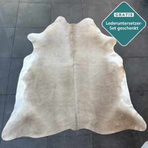 Kuhfell-Teppich taupe 210x190 cm.