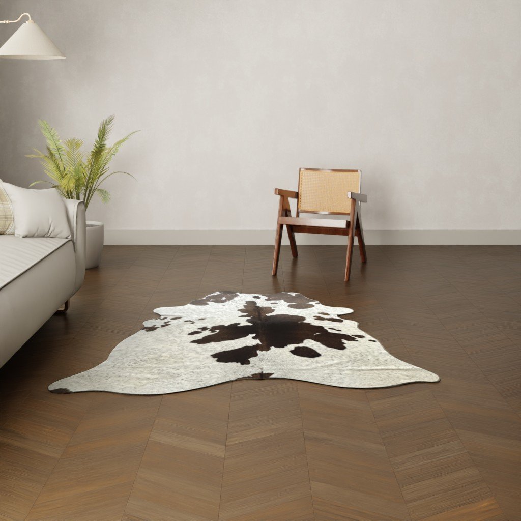 Mini-Kuhfell braun-weiß gefleckt 170x150 cm.