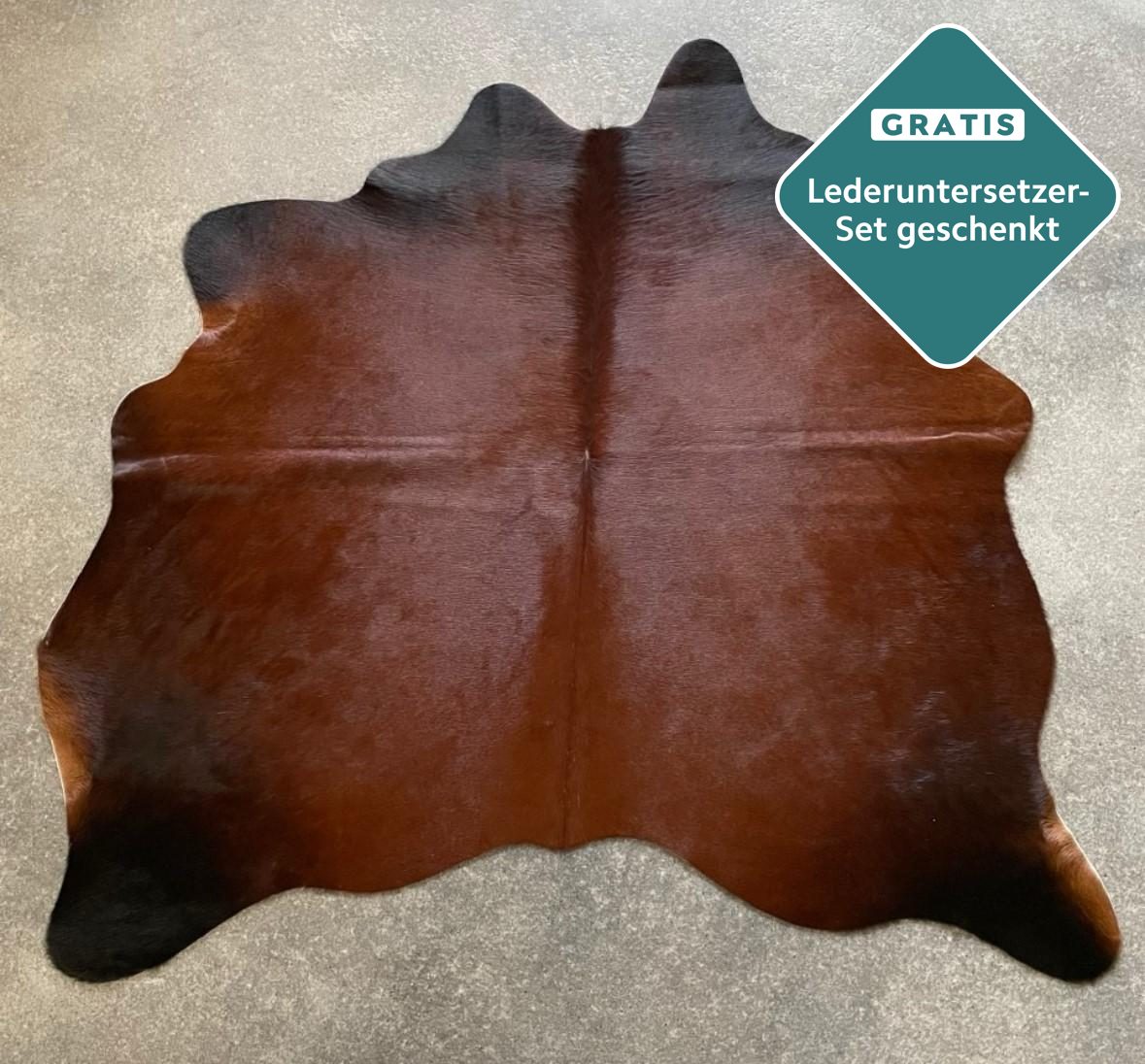 Echtes Kuhfell cognac braun 140x130 cm Extra klein - Natürliches Rinderfell