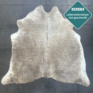 Kuhfell-Teppich taupe 200x180 cm.